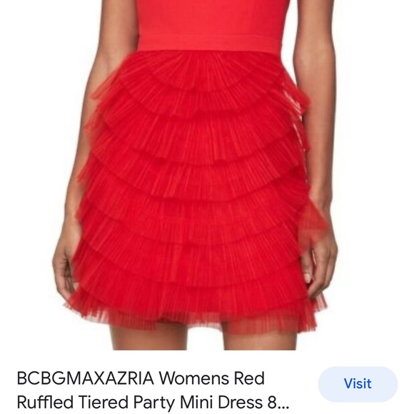 BCBGMAXAZRIA Women’s Red Tulle Mini Cassandra Party Dress Size 10 - Picture 6 of 13